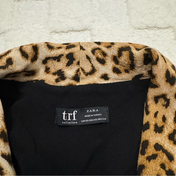 Zara TRF Leopard Print Long Sleeve Wrap Romper, 100% Viscose, Size X-Small - Picture 5 of 8